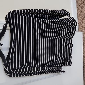 Croft and Barrow boat neck top 3/4 sleeves black and white stripes Small